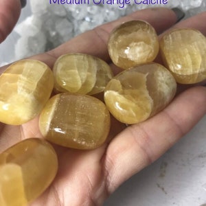Orange or Honey CALCITE - Tumbled 1-1.25&quot; or Raw Points - Healing Crystal