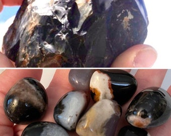 BLACK ONYX - This Healing Crystal can Protect and Ground - Raw and Tumbled Black Onyx Sardonyx