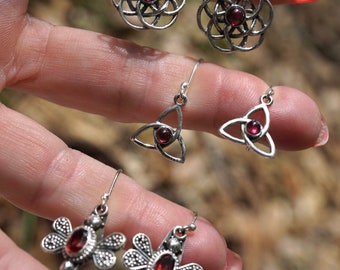 Faceted GARNET Earrings and Pendants  (Almandine)  - Garnet Cross - Silver Mermaid - This Healing Crystal can be good for Depression
