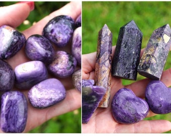 Russian CHAROITE with Black Aegirine - This Healing Crystal can assist you in letting go of fears MR19