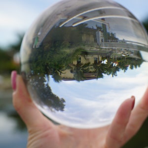 Polished Lead CRYSTAL BALL Sphere - 65mm Clear Crystal Photography Ball - Clear Crystal Photo Ball Quartz - Dragon - Buddha  - Universe