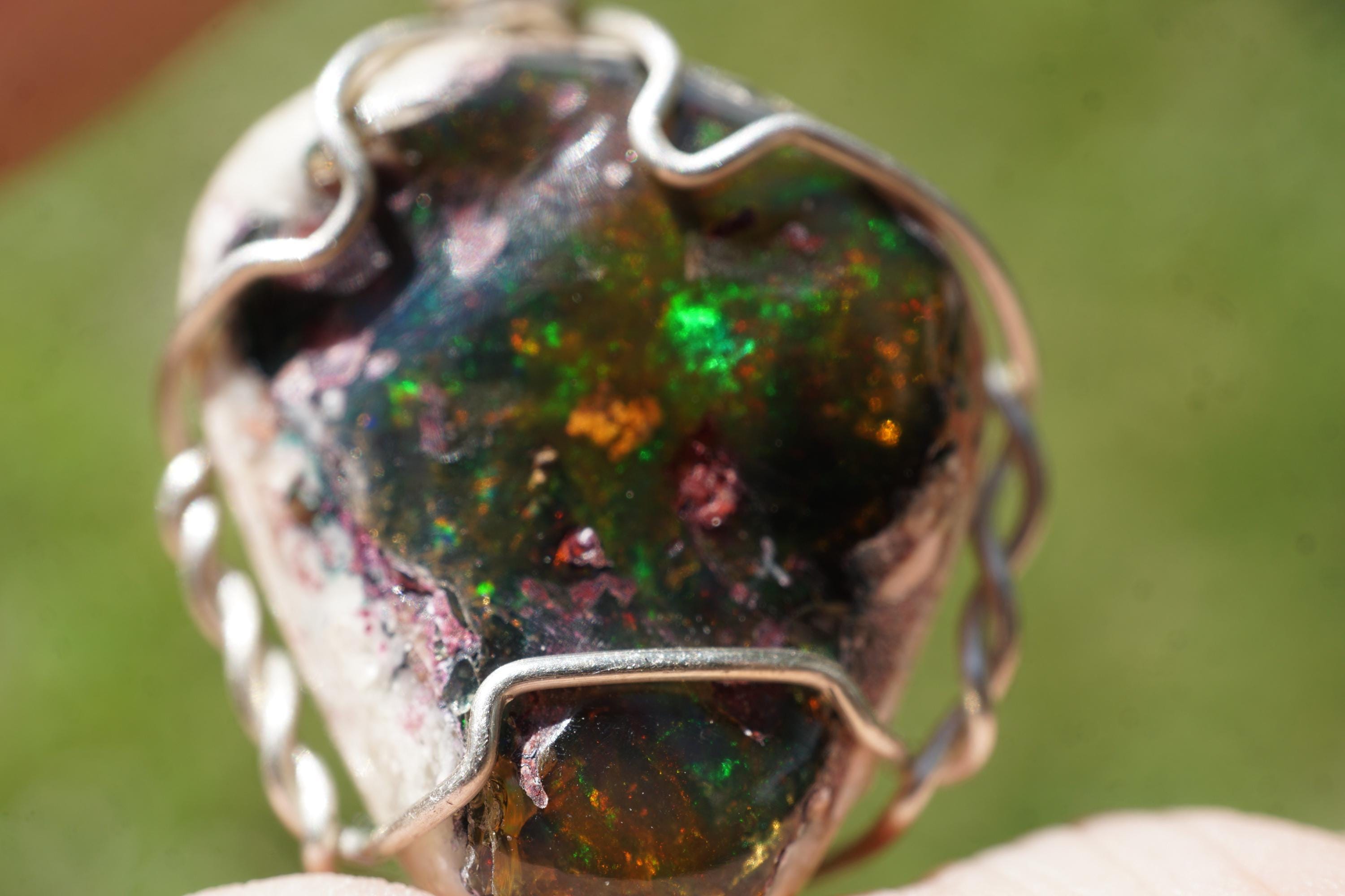 Mexican Fire Agate Pendant - Orange Fire Agate Heart ~ 925 Sterling…