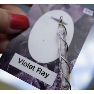 Raw Ussingite, Lilac Lepidolite, Charoite and Sugilite inside to Amplify and Silver Spiraled Quartz Crystal Vial Pendant - VIOLET RAY L46