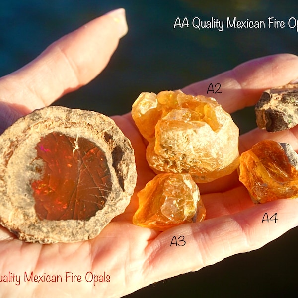 Natural Mexican FIRE OPAL AA Quality - Fire Opal Cabochons - This Healing Crystal contains hydrated Silica L24