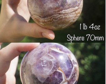 Cape AMETHYST Sphere 65mm from Brazil and 88mm Brandberg Amethyst from Africa - This Healing Stone can assist with Addictive Behavior