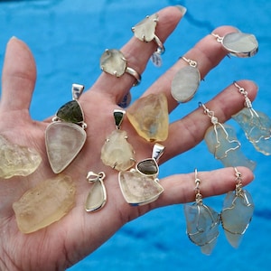 Gold Libyan Desert Glass - Libyan Gold Tektite Sterling Silver Earrings Pendant Loose 925 silver Healing Crystal Libyan Tektite Jewelry L60
