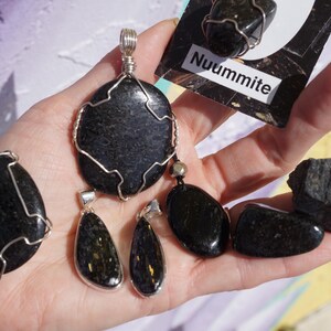 Genuine NUUMMITE - A Quality from Greenland Colored Flash 925 Silver or cord  - Deep Healing Crystal Black Nuummite L39