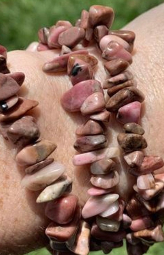 Natural Pink RHODOCHROSITE & RHODONITE bracelet -… - image 6