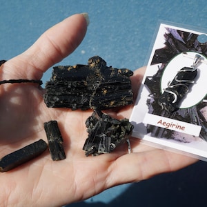 Raw AEGIRINE Blades and Clusters from Africa (Stronger than Black Tourmaline) Aegirine Jewelry Aegirine Necklace Healing Crystal unblock L18