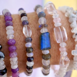 Flashy Rainbow Moonstone Bracelet - Blue Moonstone Beads - Healing Crystal Silver Moonstone Bracelet Moonstone Jewelry Crystal Bracelet L53