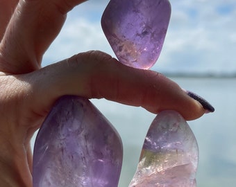 Polished Tumbled, Rough AMETRINE Crystal Natural Points - Natural AMETRINE  (Amethyst & Citrine) Healing Crystal Ametrine Necklace L207