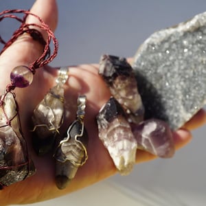 Rough or Polished Black AMETHYST Crystal ~ Chevron Amethyst - 925 Sterling Silver Pendant - from South Africa - This Healing Crystal L112
