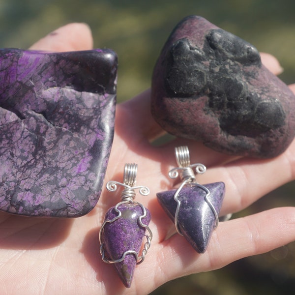 Purple SUGILITE Jewelry and Tumbled Sugilite ~ 925 Sterling Silver from South Africa - This Healing Crystal contains Manganese L99