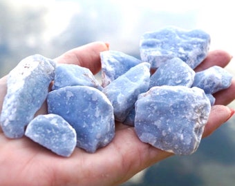 Tumbled Rough ANGELITE Crystals or Polished Medium Size Stones - Healing Crystal with the mineral Blue Pectin - Blue Angelite