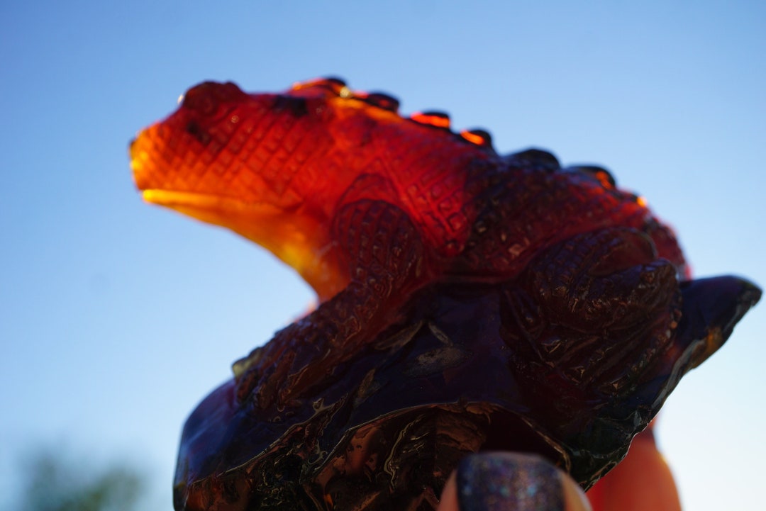 Vintage Huge Carved FIRE AGATE Lizard From Mexico 223g 75x75x70mm 3 ...
