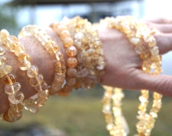 Brazilian CITRINE Bracelets - Beaded Stretch Bracelets from BRAZIL - PERIDOT - This Healing Crystal is full of Iron will L104