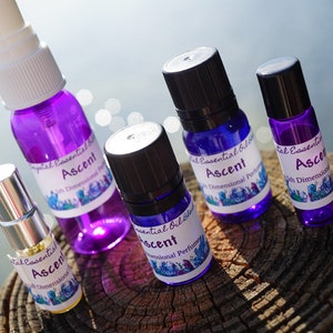ASCENT, A 5th Dimensional Perfume. 10 Pure Essential Oils Blended with a Charged Crystal in every bottle! Notes: Jasmine Frankincense L83