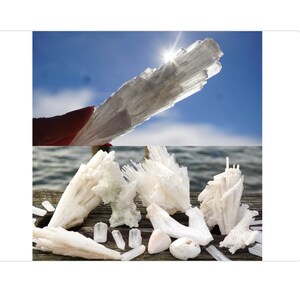 Clear White SCOLECITE Crystals - Tumbled, Blades, Specimens AA Quality from India - Healing Crystal ~ Zeolite Crystals L40