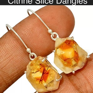 Faceted Citrine Earrings 925 Sterling Silver Citrine Jewelry Healing Crystal image 4