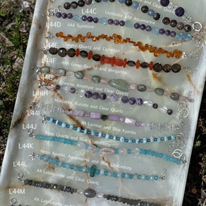 Premium Beaded Gemstone Bracelets - Morganite, Fluorite, Larimar, Aquamarine, Helidor Peridot bracelet Green MOLDAVITE Bracelet  L44