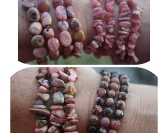 Natural Pink RHODOCHROSITE & RHODONITE bracelet - These Healing Crystals are from Afganistan BDRH