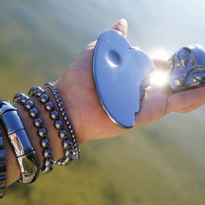 Polished TERAHERTZ Bracelet, Alien Skull, Guasha, Space Ship - Terahertz Frequency Wave ~ Terahertz Necklace ~ TeraHertz Mala  L19