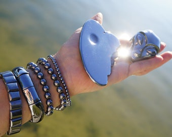 Bracciale TERAHERTZ lucido, teschio alieno, guasha, astronave - Onda di frequenza Terahertz ~ Collana Terahertz ~ Mala TeraHertz L19