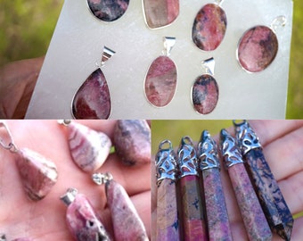 Tumbled RHODONITE pendant - This Healing Crystal can give you the frequency of Love & Peace MR19