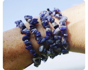 Blue SODALITE Bracelet - Sodalite Chip Bracelet - Gemstone Bracelet 4-9mm 7 inch - Healing Crystal