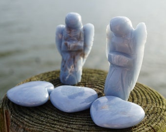 Tumbled or Raw ANGELITE Crystals or Polished Medium Size Stones - This Healing Crystal can give the frequency of Angels - Blue Angelite