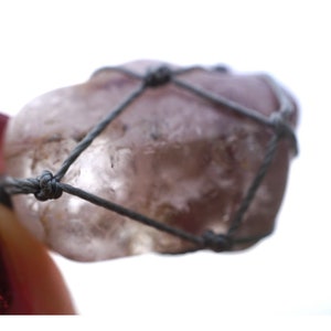 LITHIUM Quartz Necklace - Boho Crystal Hemp Wrap Cluster or Tumbled - 16-28&quot; - This Healing Crystal is full of the mineral Lithium