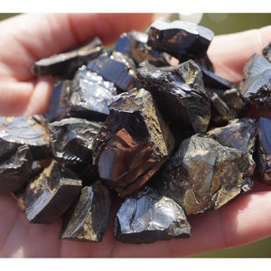 Rough Noble SHUNGITE Stone - Elite Silver Many Sizes Tumbled Shungite - From Russia - Water Filter - Harmonize EMF