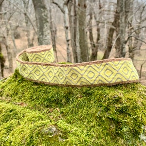 Nastro a Rombi - Giallo, Verde e Marrone - tessitura a tavolette carte historia życia rievocazione greca romana etrusca Medievale