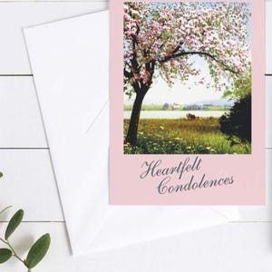 Carte de voeux de condoléances avec enveloppe, carte de célébration de la vie, fleurs de cerisier sincères condoléances