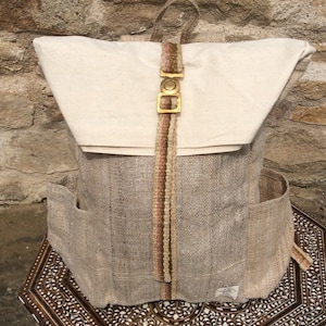 Handmade Wild Hemp Backpack Natural (white)