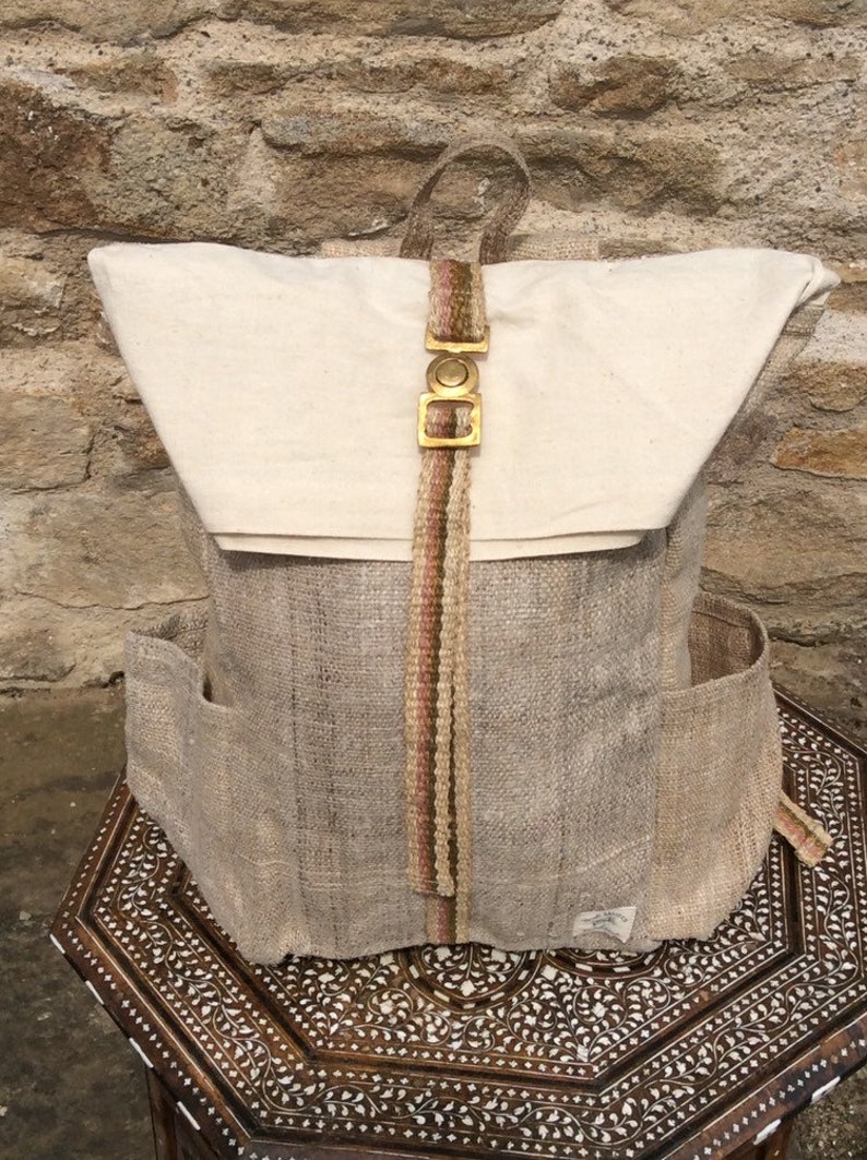 Handmade Wild Hemp Backpack Natural (white)