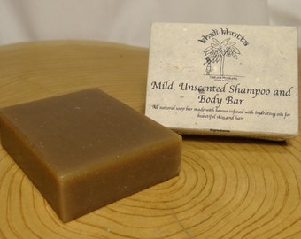 Handmade Mild Unscented Shampoo and Body Bar. All natural. 2 for 1 SPECIAL OFFER!