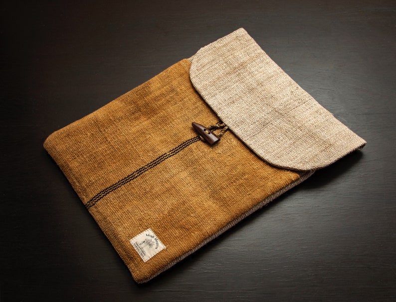 Wild Hemp Laptop Case Sleeve with handy pocket. Handmade in Nepal image 10