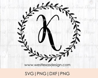 Download K Monogram Wreath Etsy