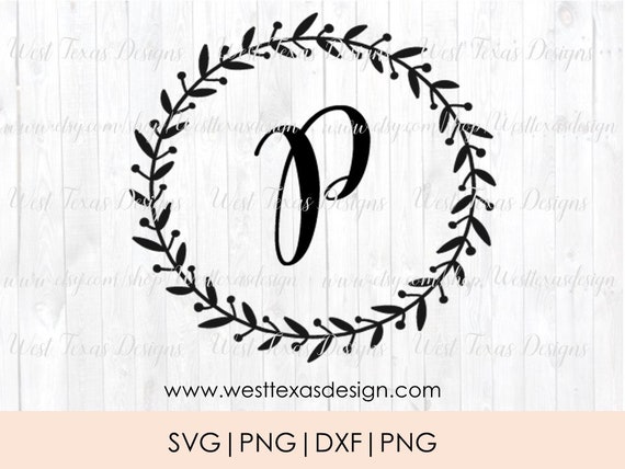 Download Monogram Wreath Letter P Farmhouse Styleletter Wreath Etsy