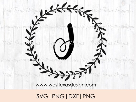Download Monogram Wreath Letter J Farmhouse Styleletter Wreath Etsy