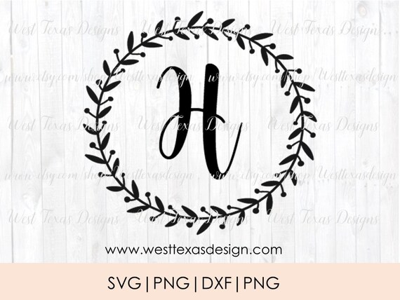 Download Monogram Wreath Letter Hfarmhouse Styleletter Wreath Etsy