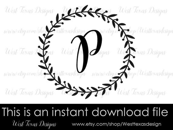 Download Monogram wreath letter P farmhouse styleLetter wreath | Etsy