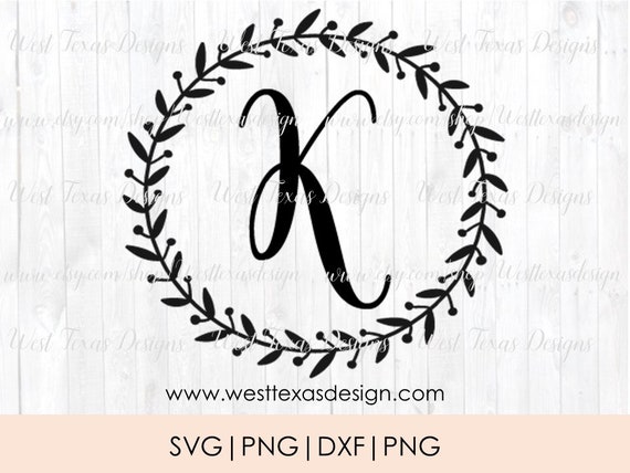 Monogram Wreath Letter K Farmhouse Styleletter Wreath Etsy