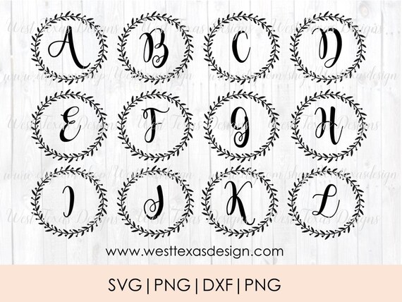 Download Monogram Wreathsfarmhouse Styleletter Wreath Monogram Svg Etsy
