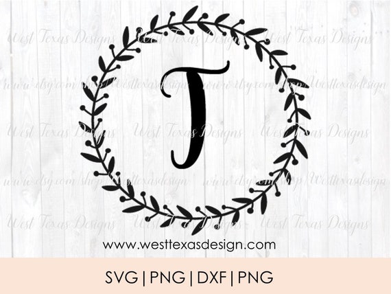 Download Monogram Wreath Letter T Farmhouse Styleletter Wreath Etsy