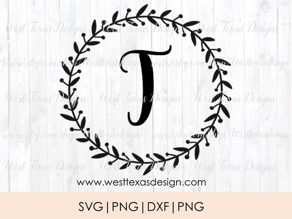 Download Monogram Wreath Letter T Farmhouse Styleletter Wreath Etsy