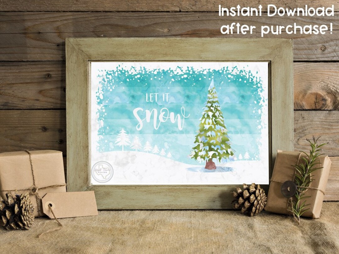 Let It Snow Printable Art Posterdigitaldownloadchristmas Printable ...