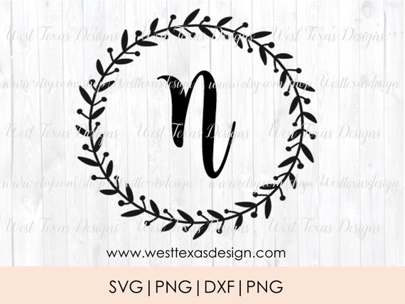Download Monogram Wreath Letter N Farmhouse Styleletter Wreath Etsy