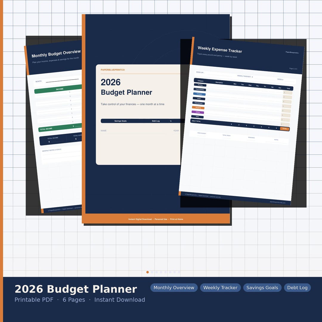 2026 Budget Planner Printable | Monthly Weekly Finance Tracker